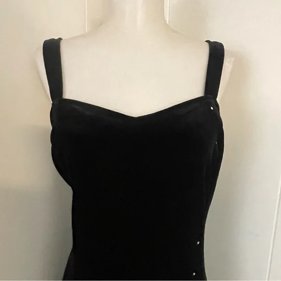 Vintage Velvet Maxi Dress Women’s L Sweetheart Neck Sleeveless Black - Picture 2 of 10